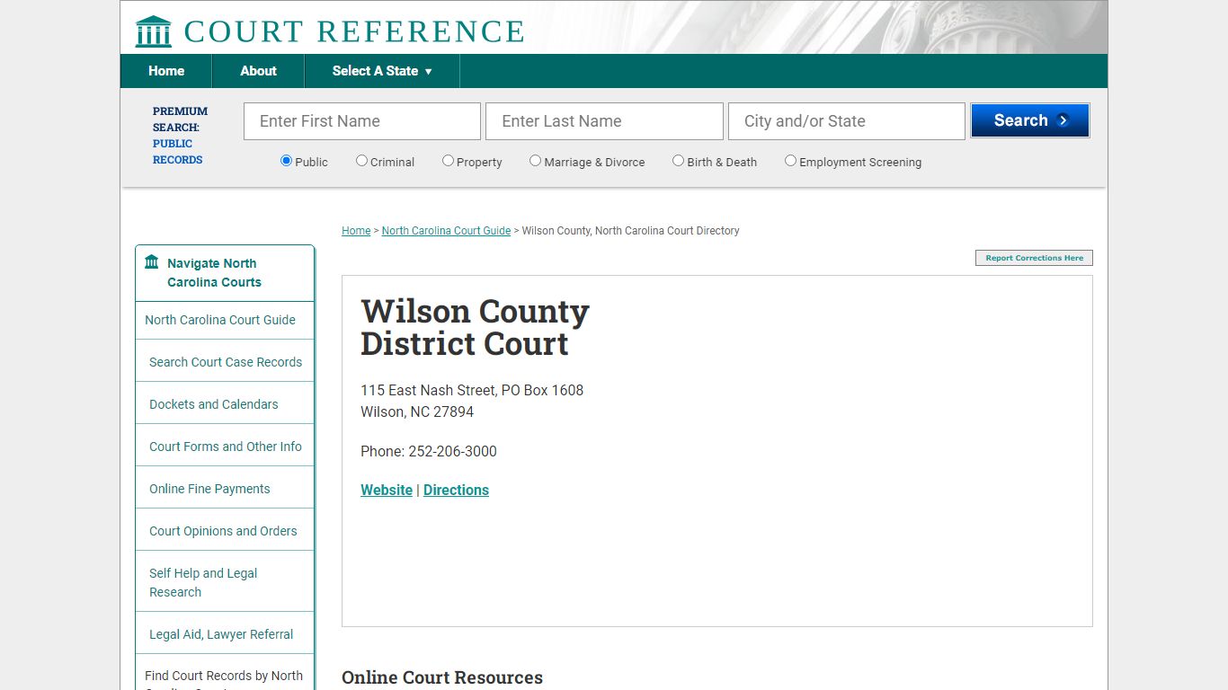 Wilson County District Court - Court Records Directory